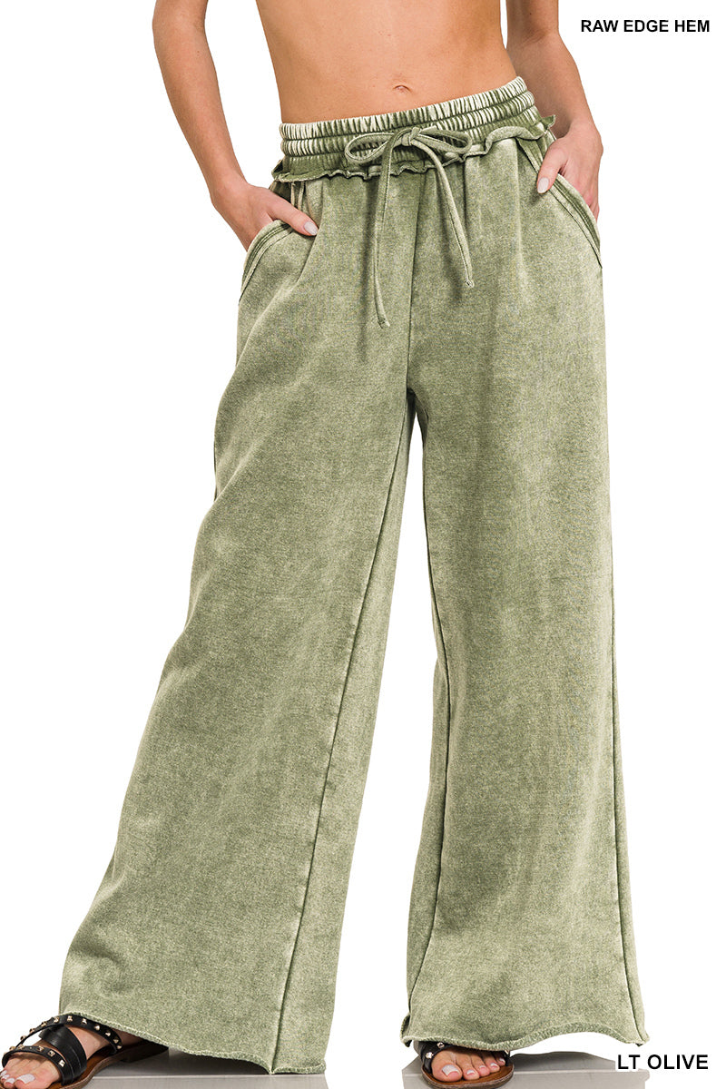 Zenana Acid Wash Fleece Sweatpants