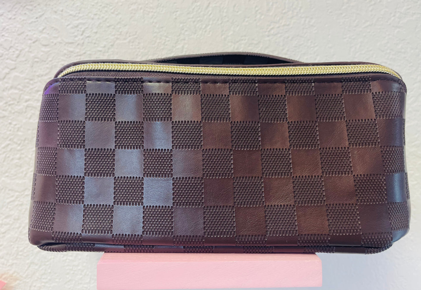 Checkered Makeup Bag