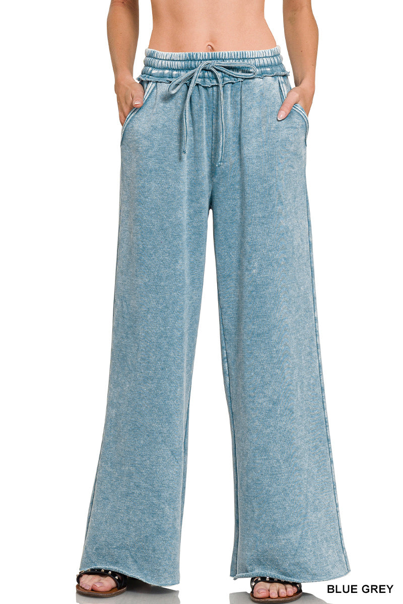 Zenana Acid Wash Fleece Sweatpants