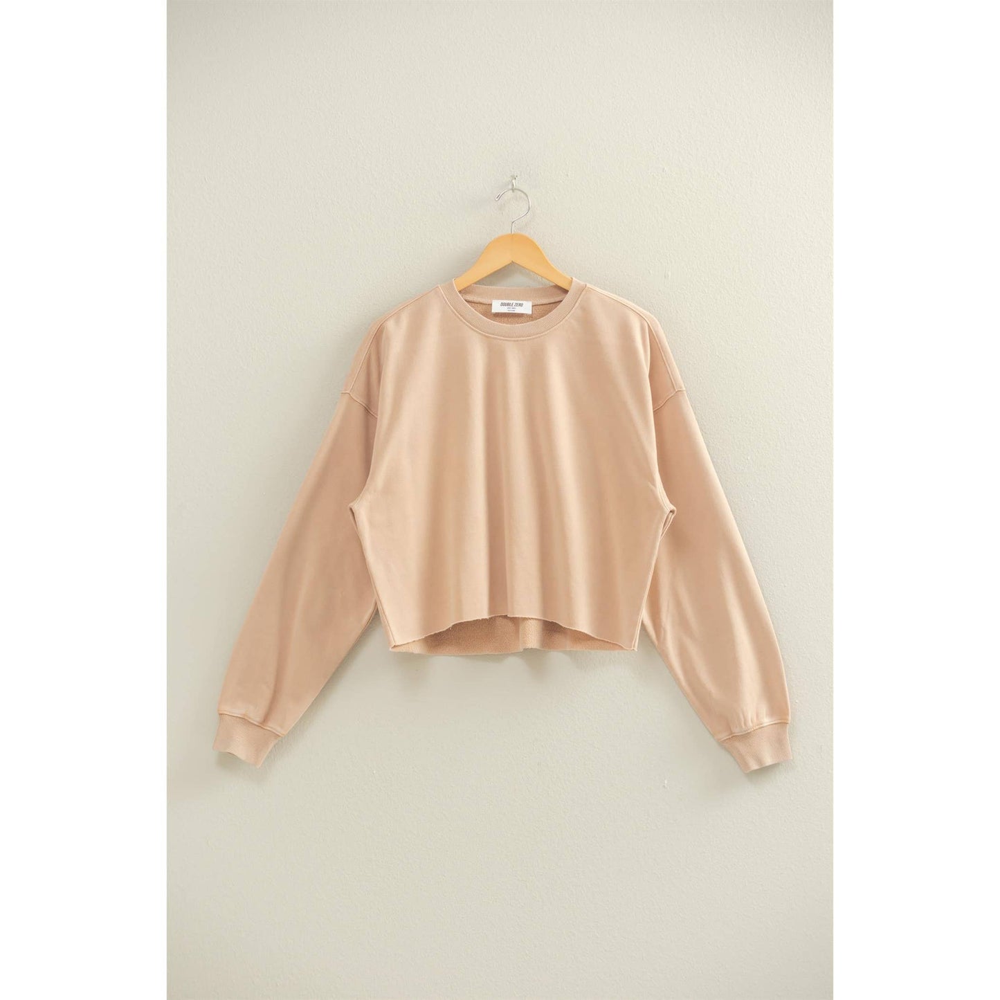 Cropped Crewneck Sweatshirt With Oversized Sleeves