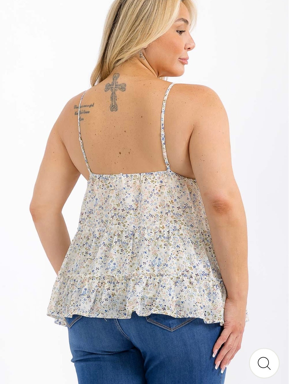 Plus Tiered Ditsy Floral Tank