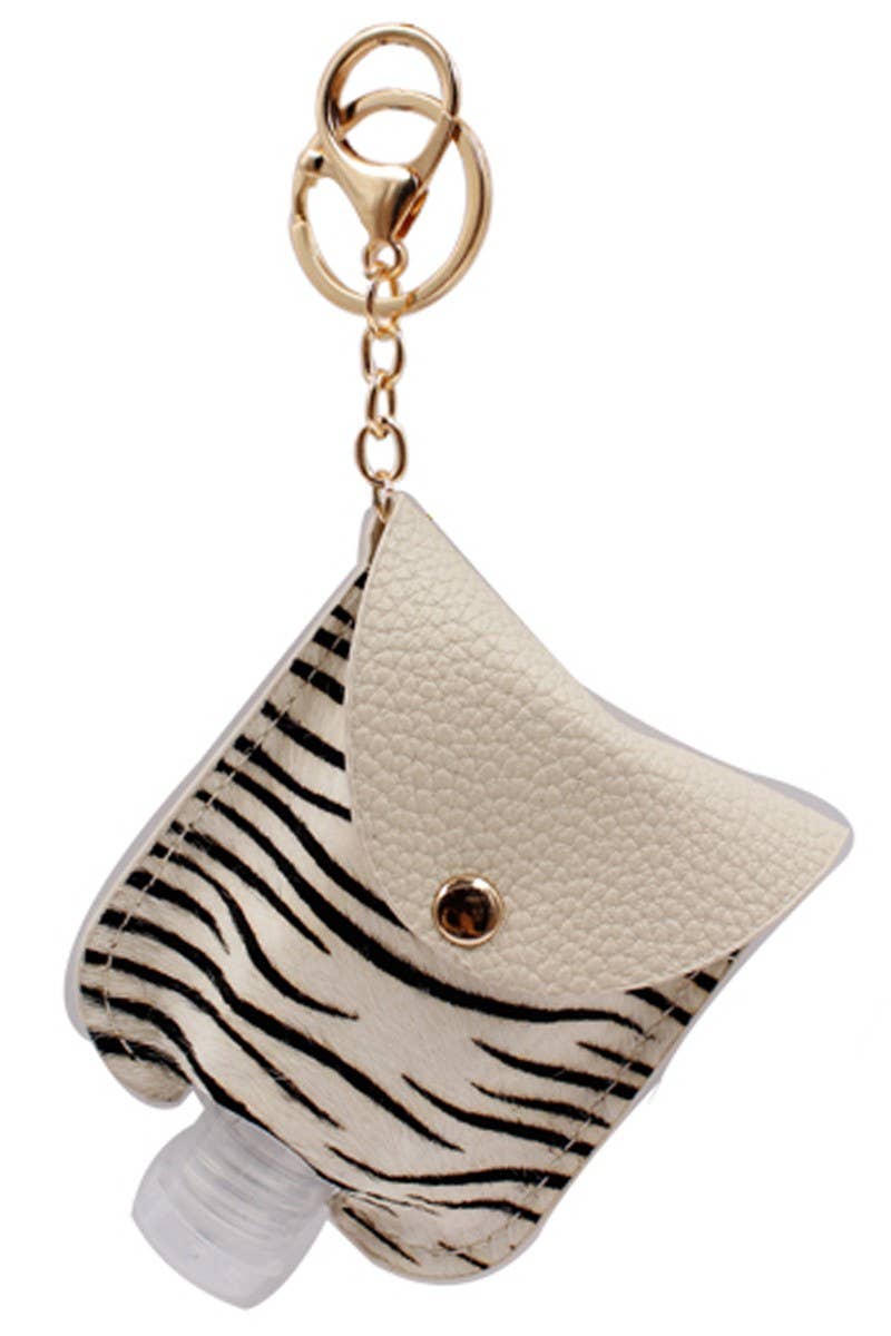 Genuine Leather Animal Sanitizer Keychain Holder