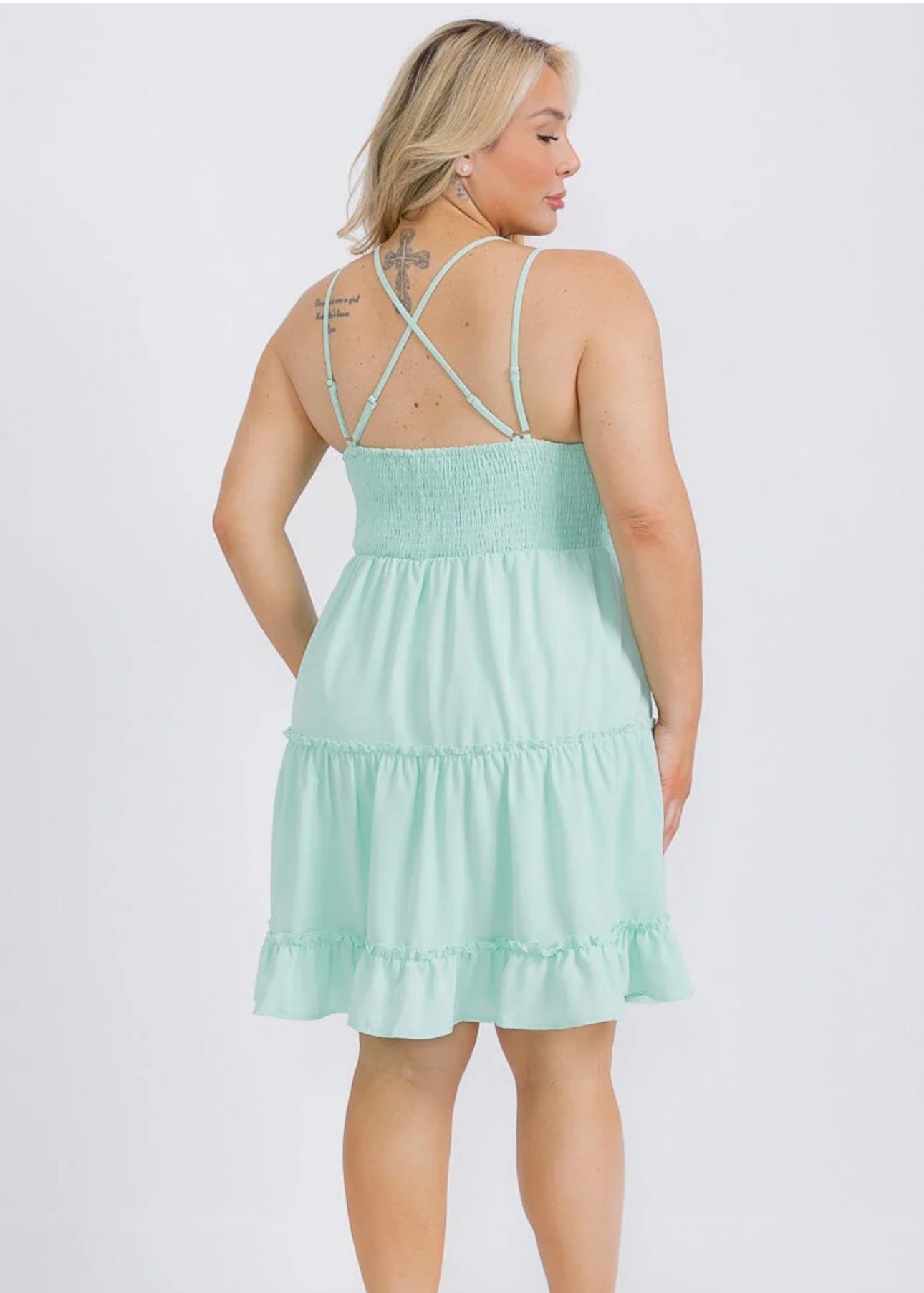 Plus Mint Fit & Flare Lace Dress