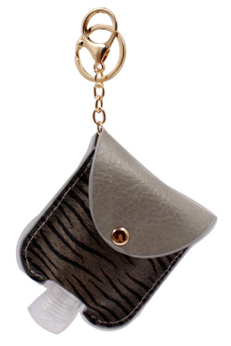 Genuine Leather Animal Sanitizer Keychain Holder