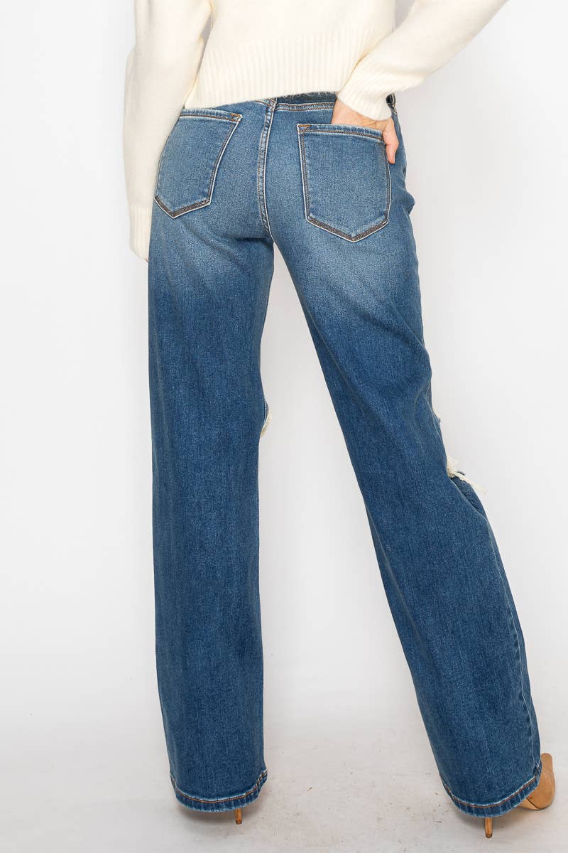 HYBRID STRETCH RIPPED RELAXED FLARE JEANS