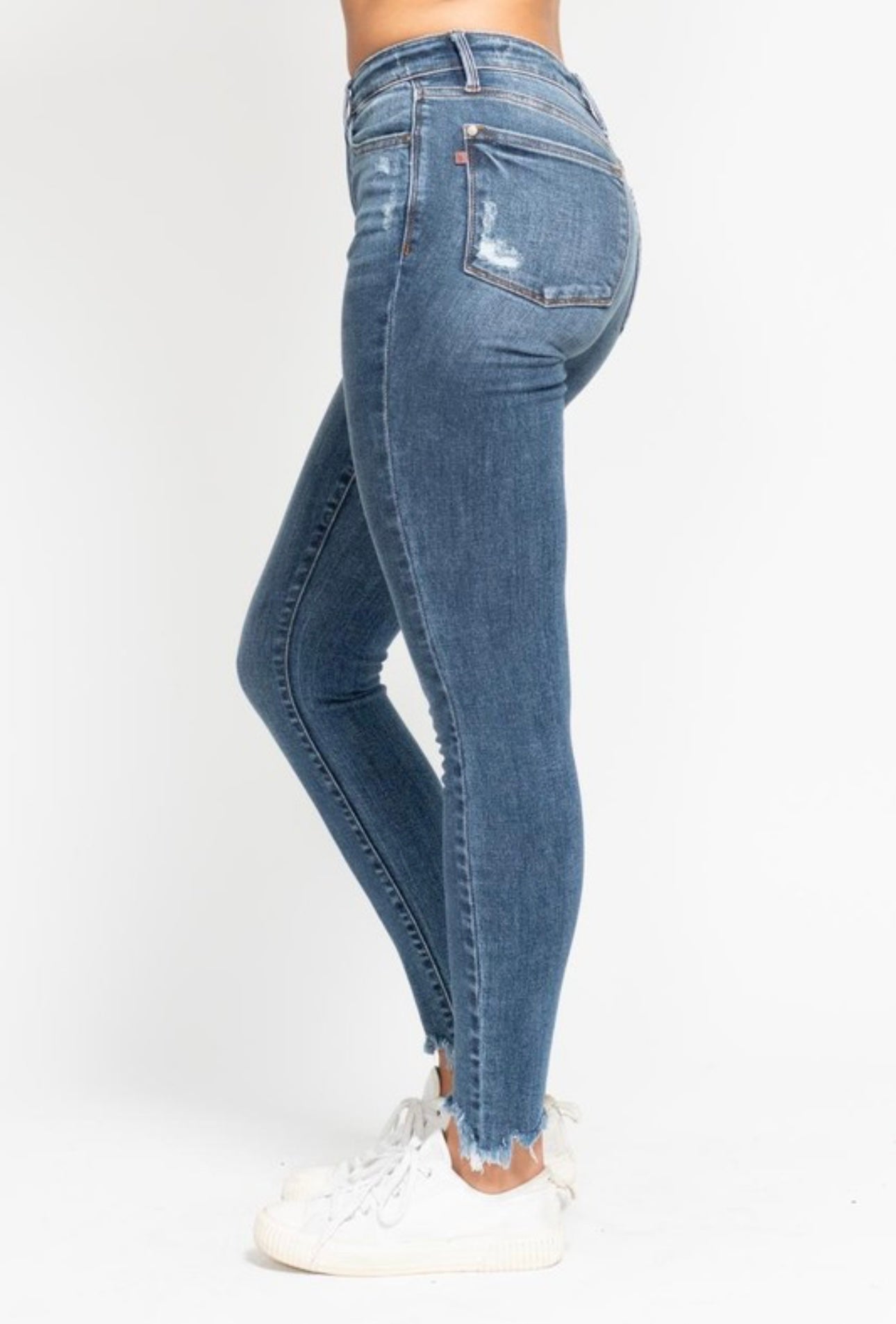 Judy Blue HW Skinny w/ Destroy & Shark Bit Hem