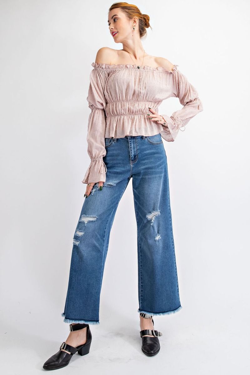 Swiss Dot Peplum Top