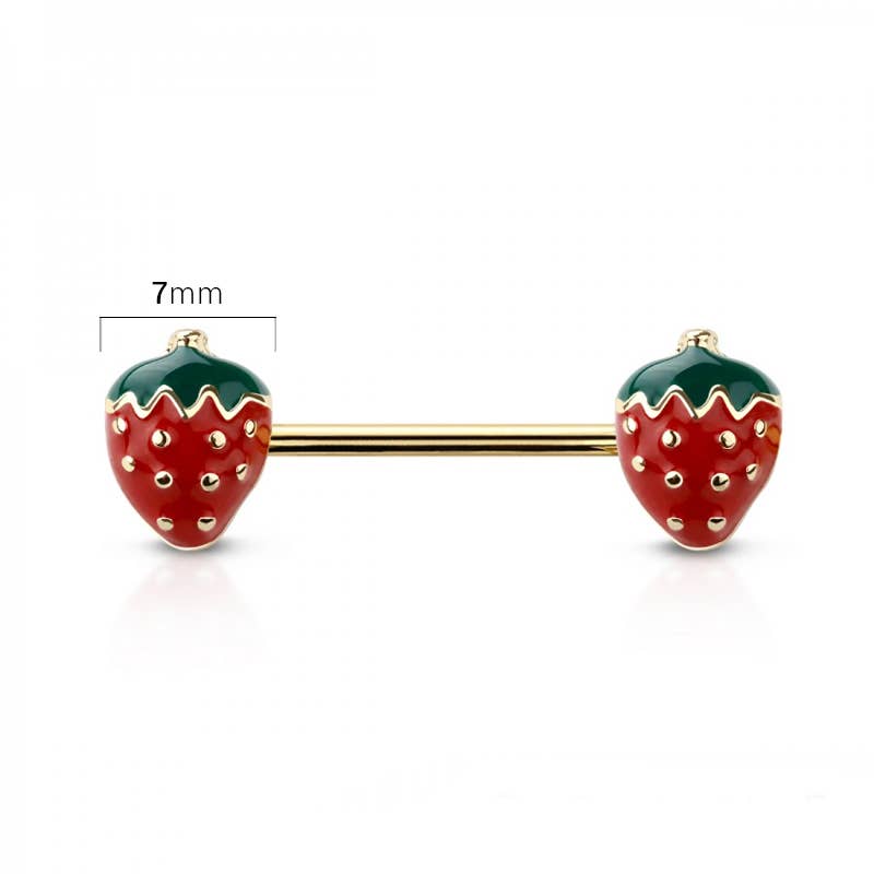 STRAWBERRY ENDS 316L SURGICAL STEEL NIPPLE BAR
