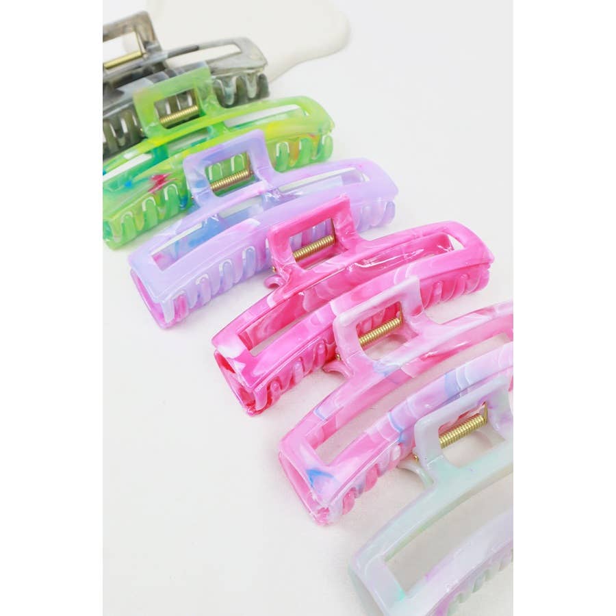 Shimmering Marbled Cut Out Rectangle Hair Claw