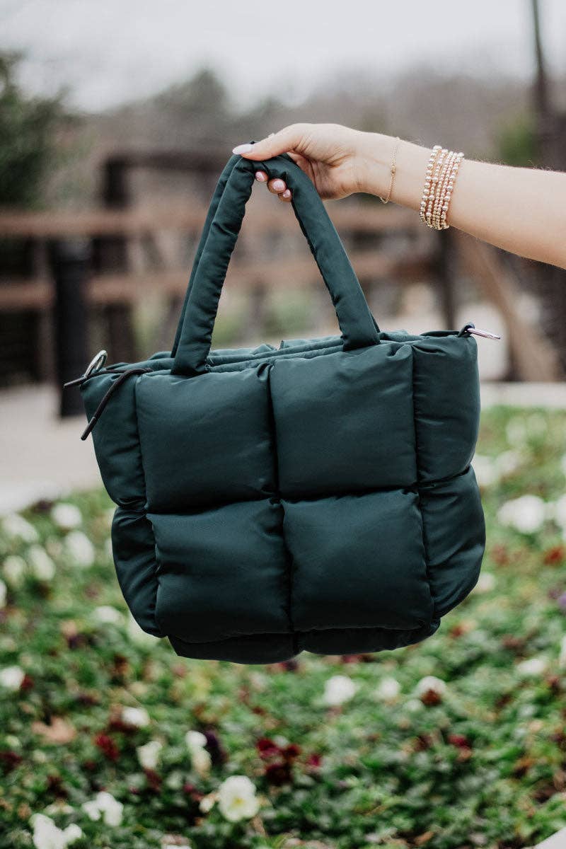 Forest Green Mini Puffer Tote