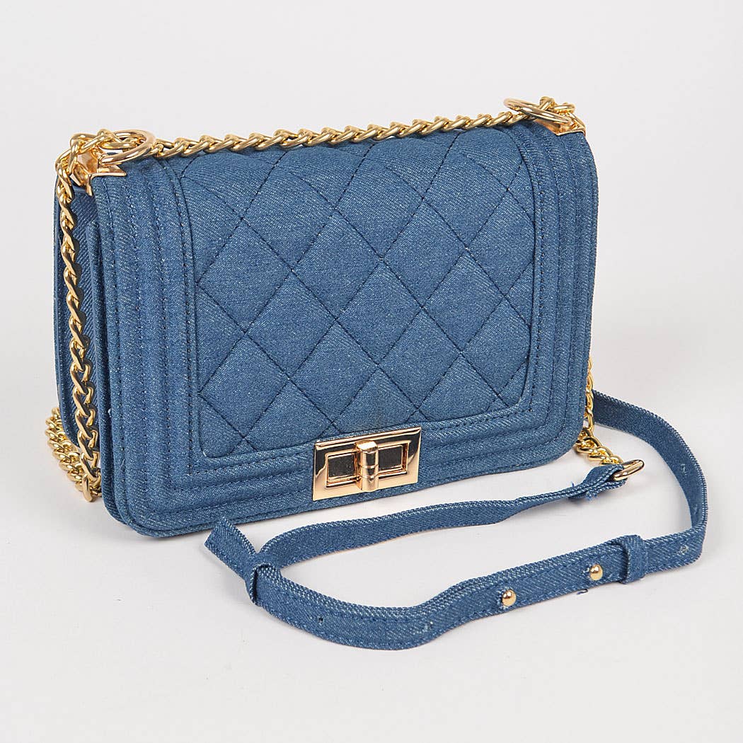 Quilted Denim Crossbody Bag