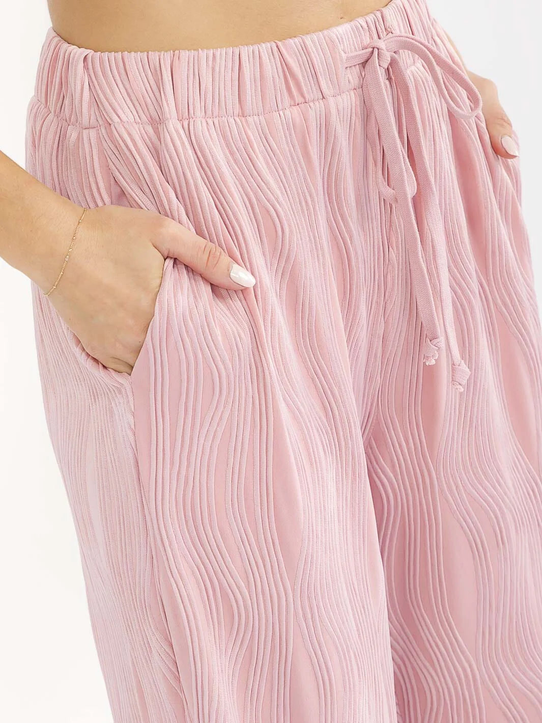 Rosewater Silk Wide Leg Pants