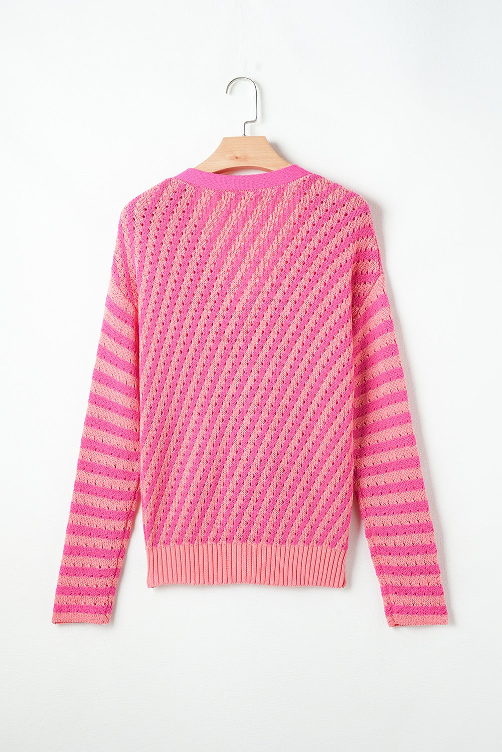Pink Striped Buttoned Sweater