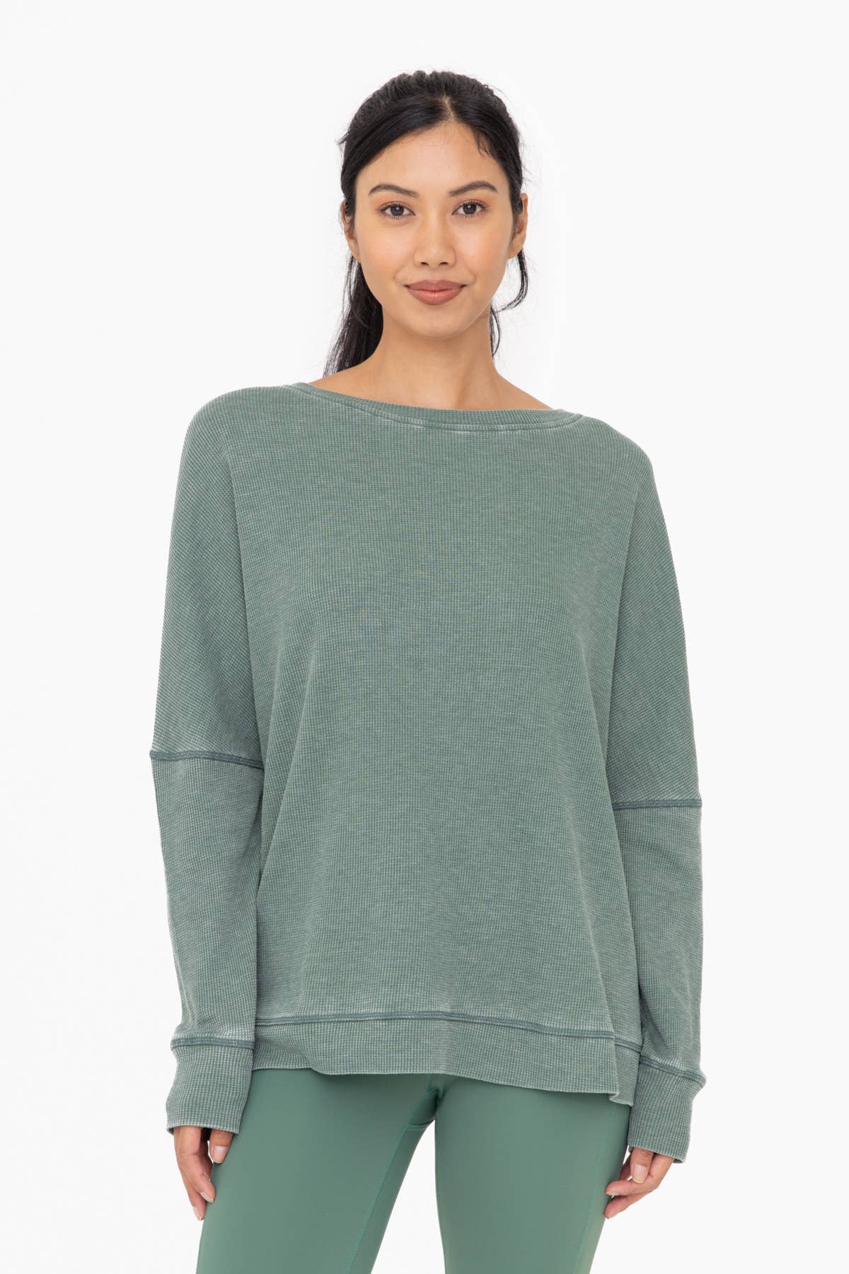 MonoB Waffle Ribbed Roundneck Pullover