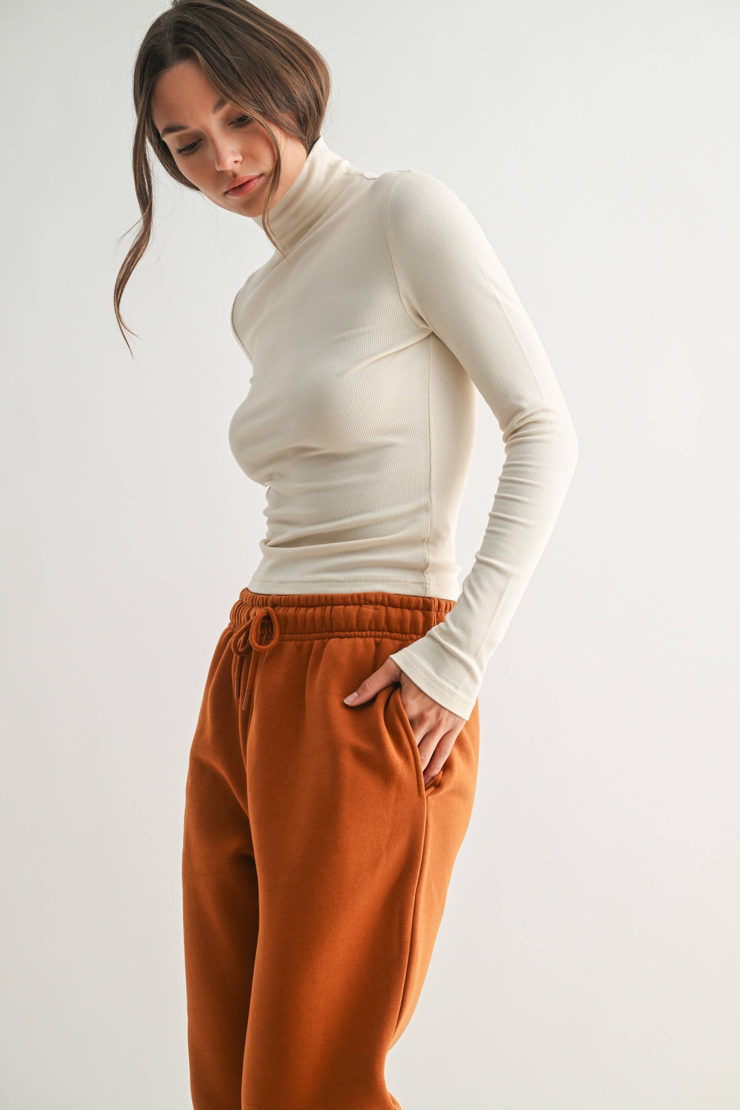 MonoB Micro Ribbed Long Sleeve Turtleneck