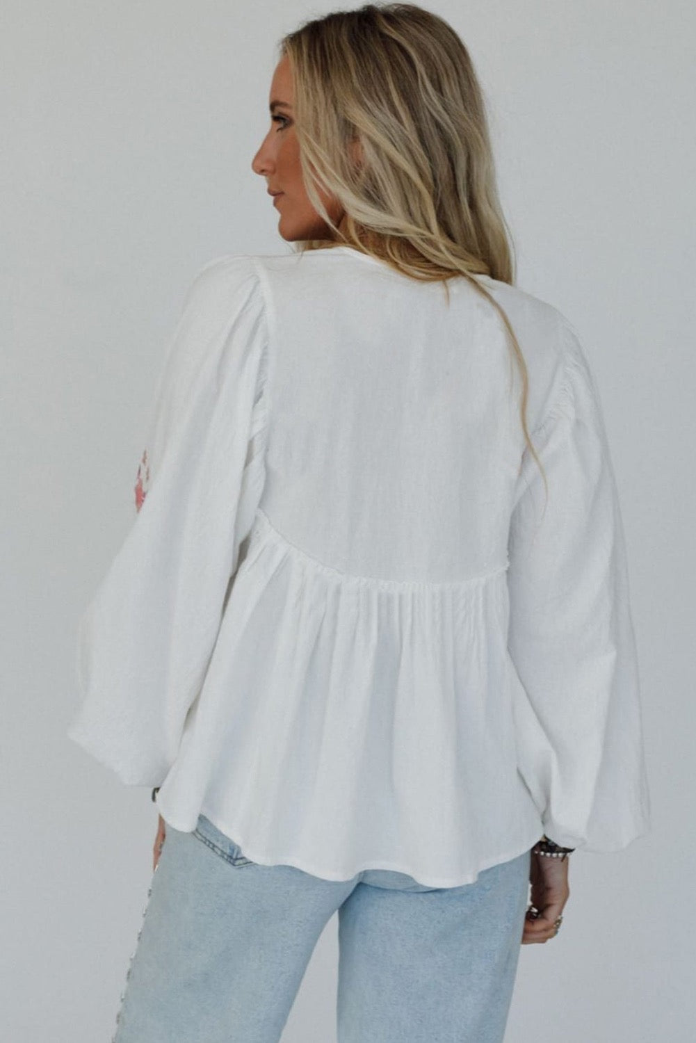 Embroidered Babydoll Blouse