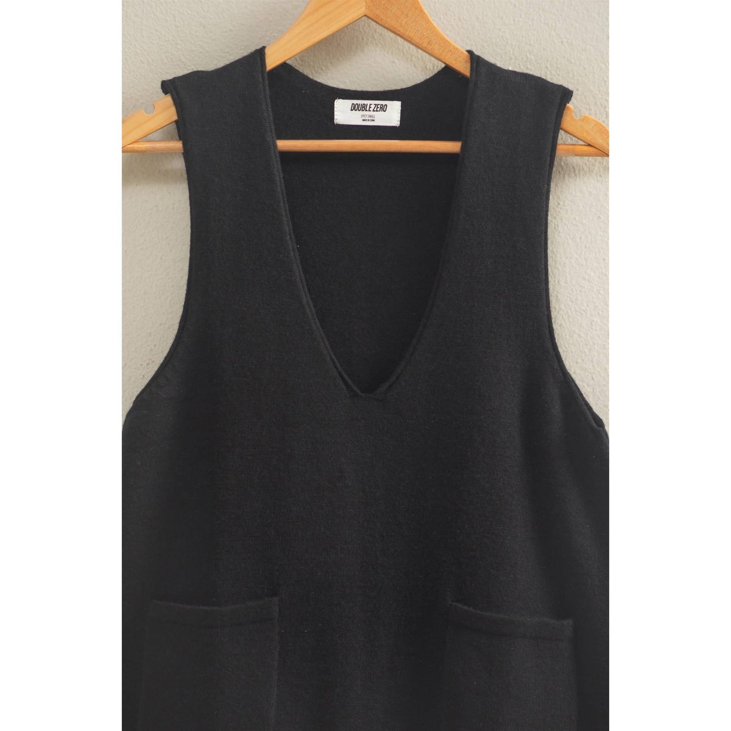 V Neck Sleeveless Knit Mini Dress