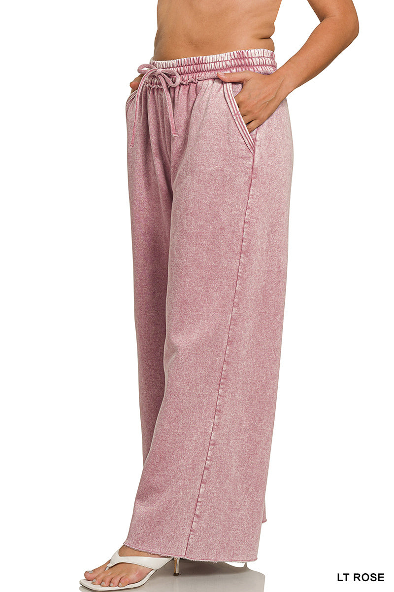 Zenana Plus Acid Wash Fleece Sweatpants