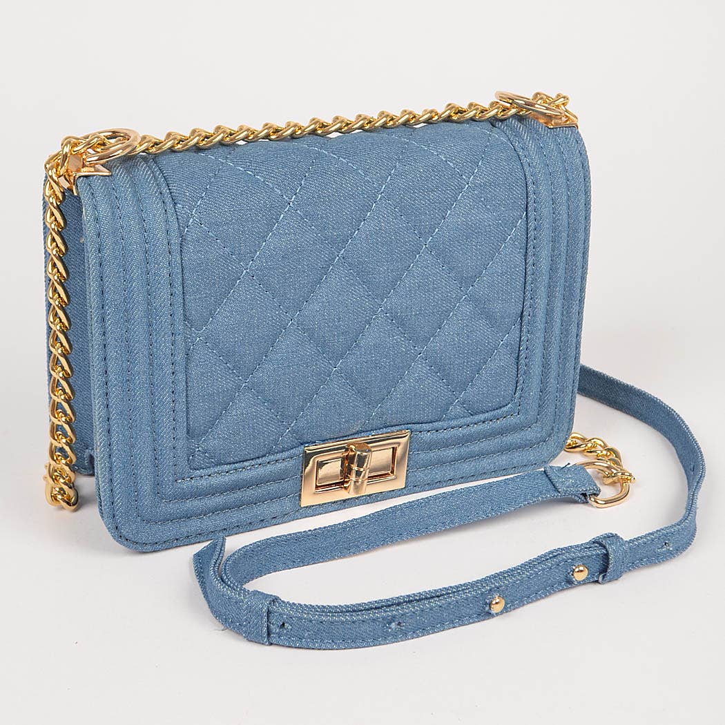 Quilted Denim Crossbody Bag