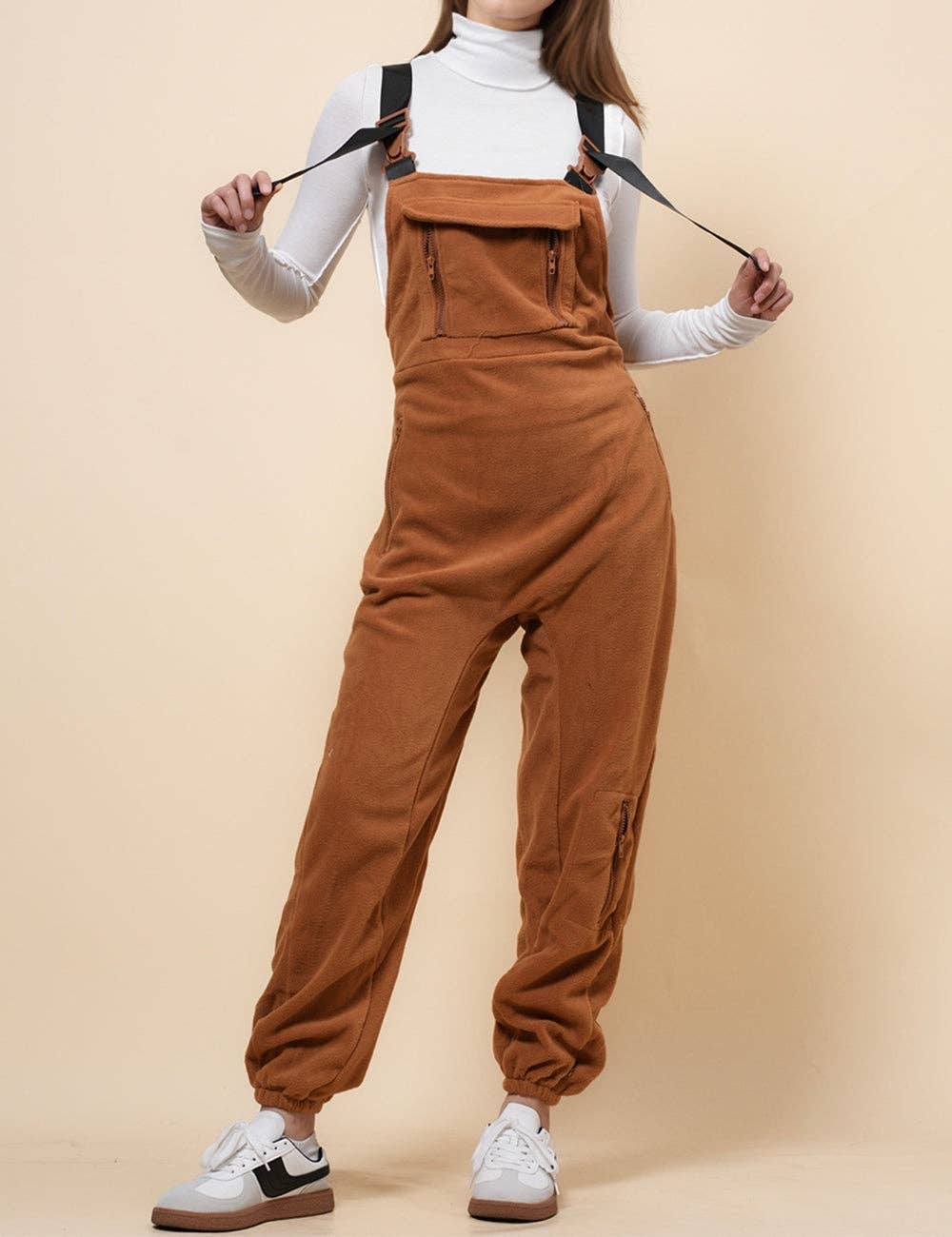 Ladies Fleece Sleeveless Jumpsuit Strape Shoulder Overall