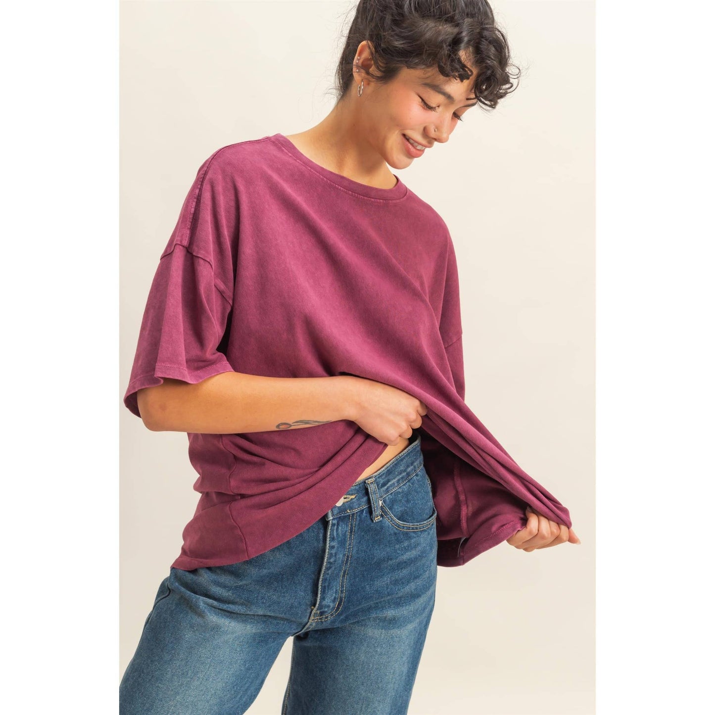 Mineral Wash Oversized Crew Neck Tee