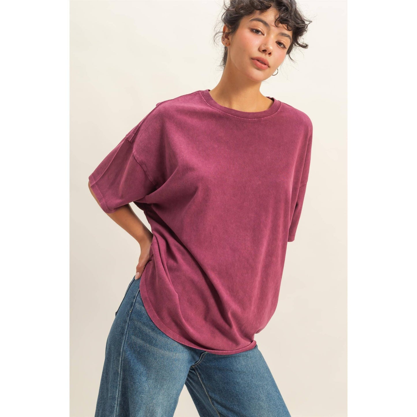 Mineral Wash Oversized Crew Neck Tee