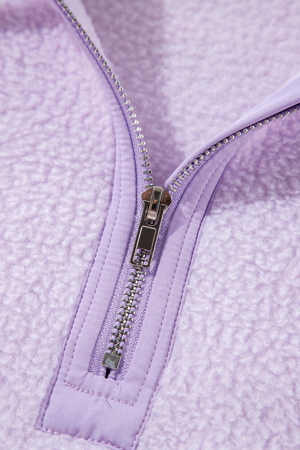 Lavender Zipped Pocket Sherpa Drawstring Hoodie