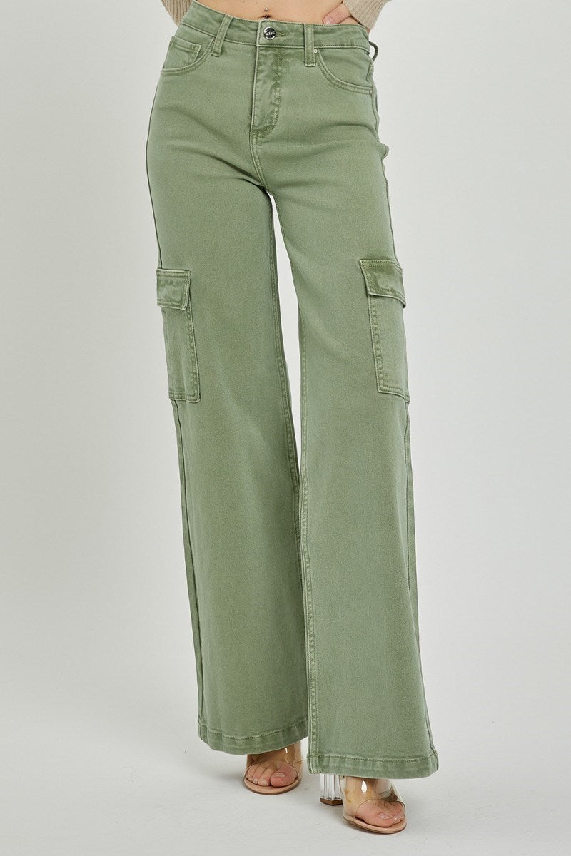 Risen Olive Cargo Wide Pants