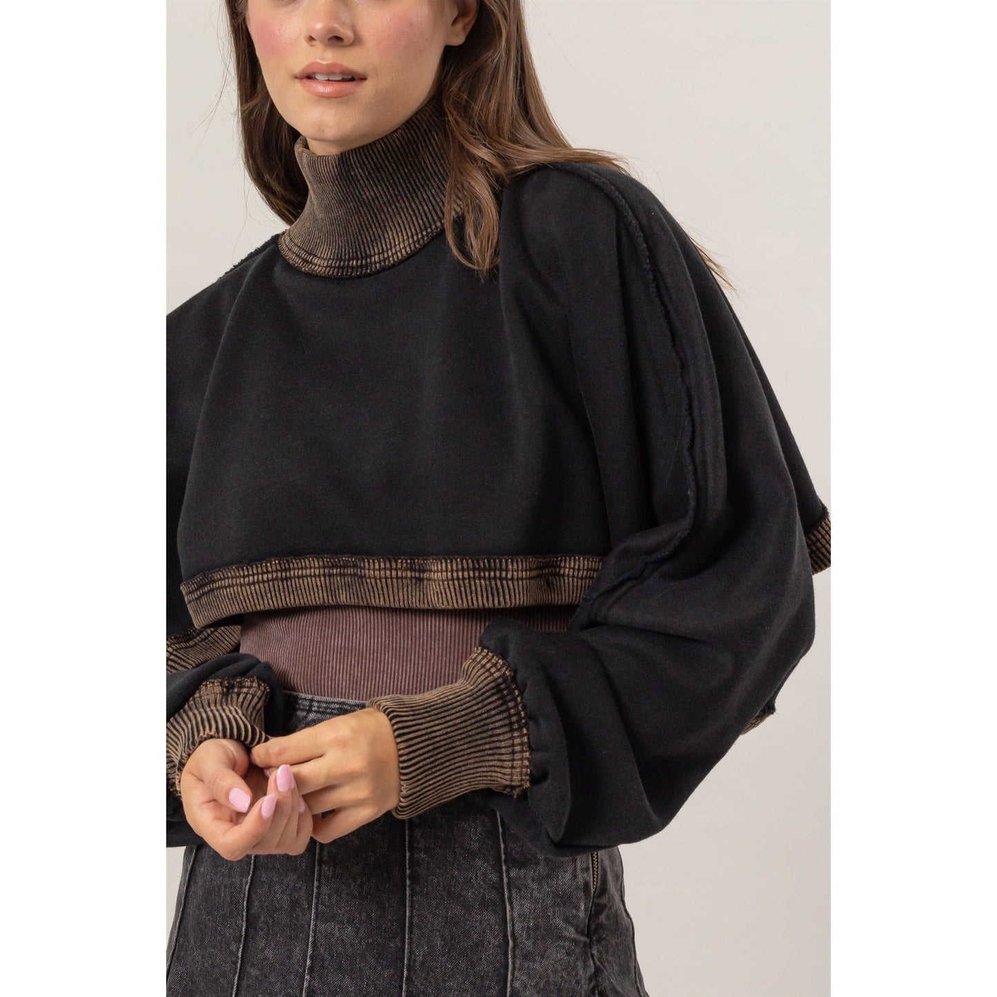 Dark Romance Mock Neck Crop