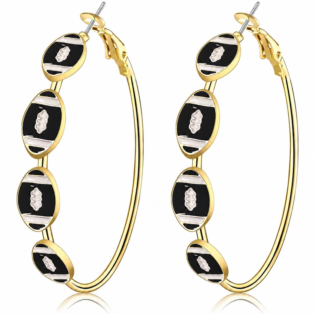 Gameday Football Baseball Hoop Earrings