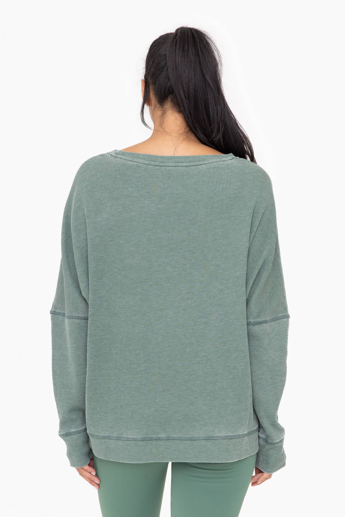 MonoB Waffle Ribbed Roundneck Pullover