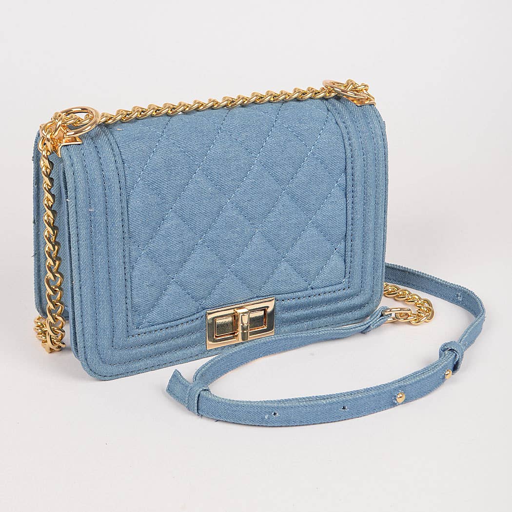 Quilted Denim Crossbody Bag