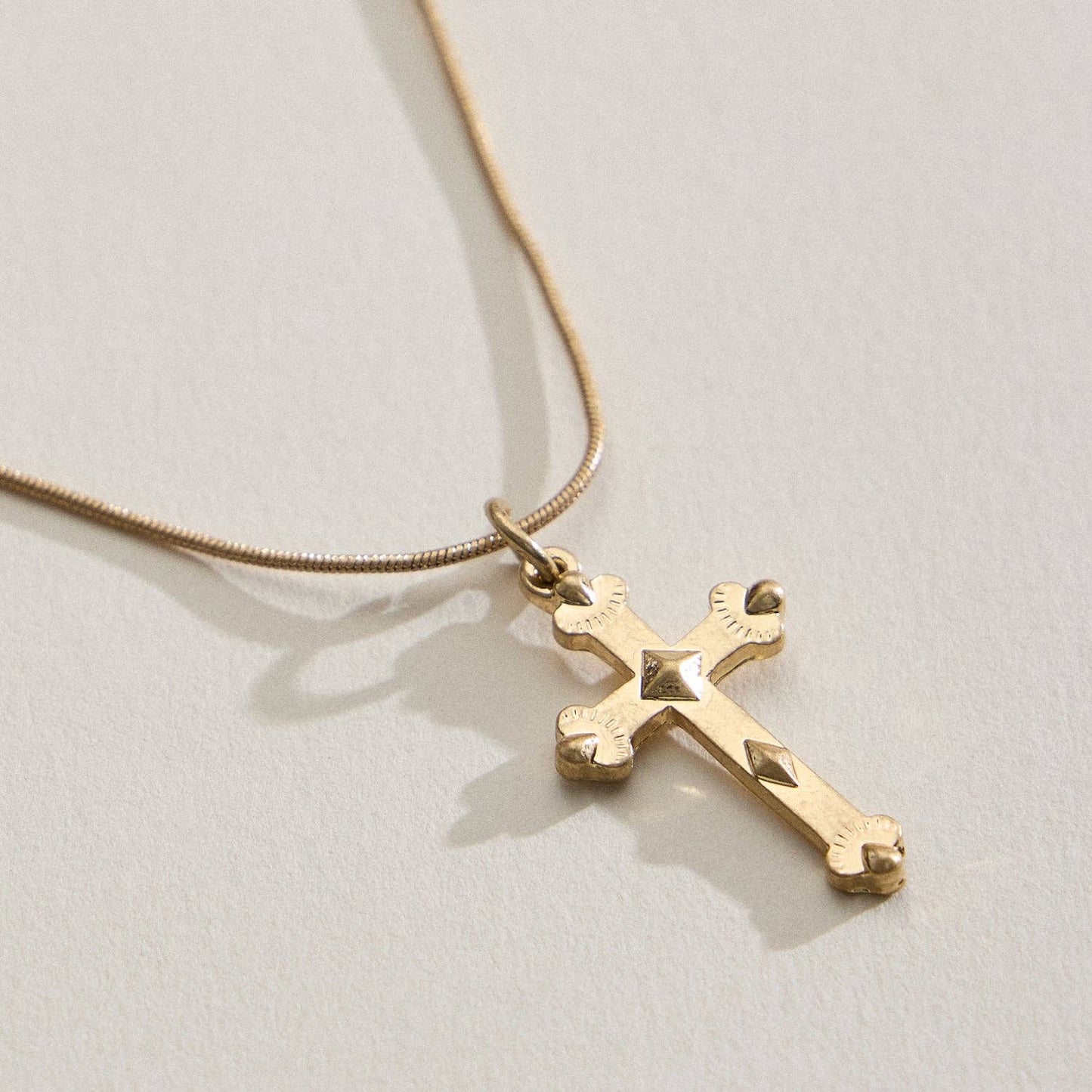 Gold Cross Pendant on Dainty Chain Necklace