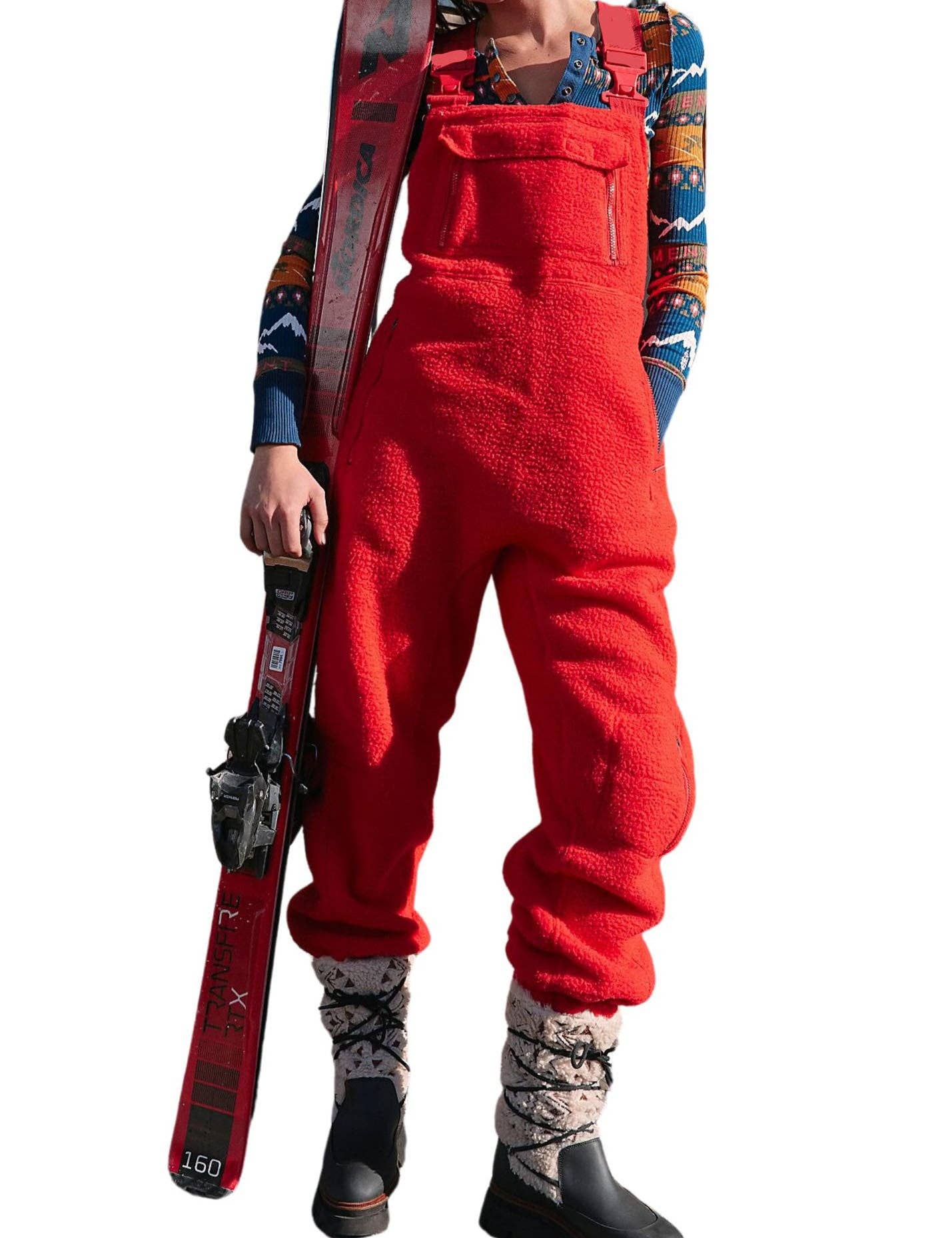 Ladies Fleece Sleeveless Jumpsuit Strape Shoulder Overall