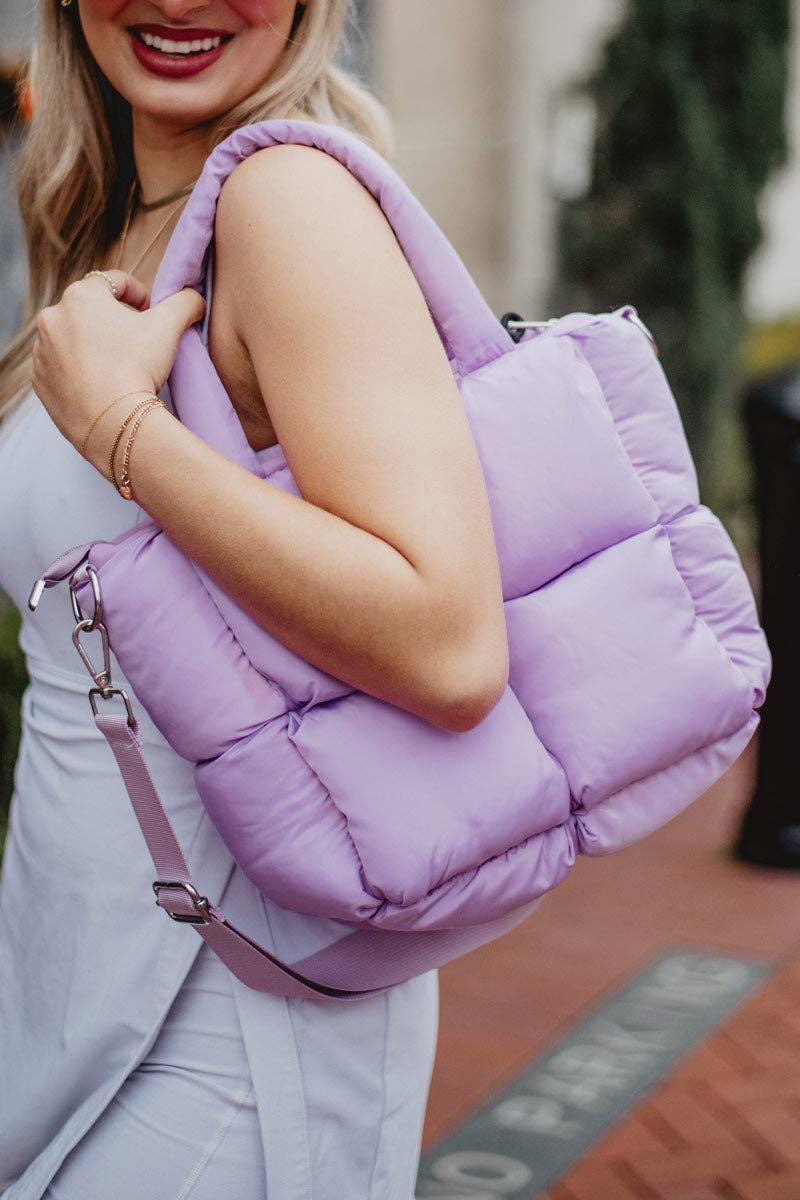 Lavender Mini Puffer Tote