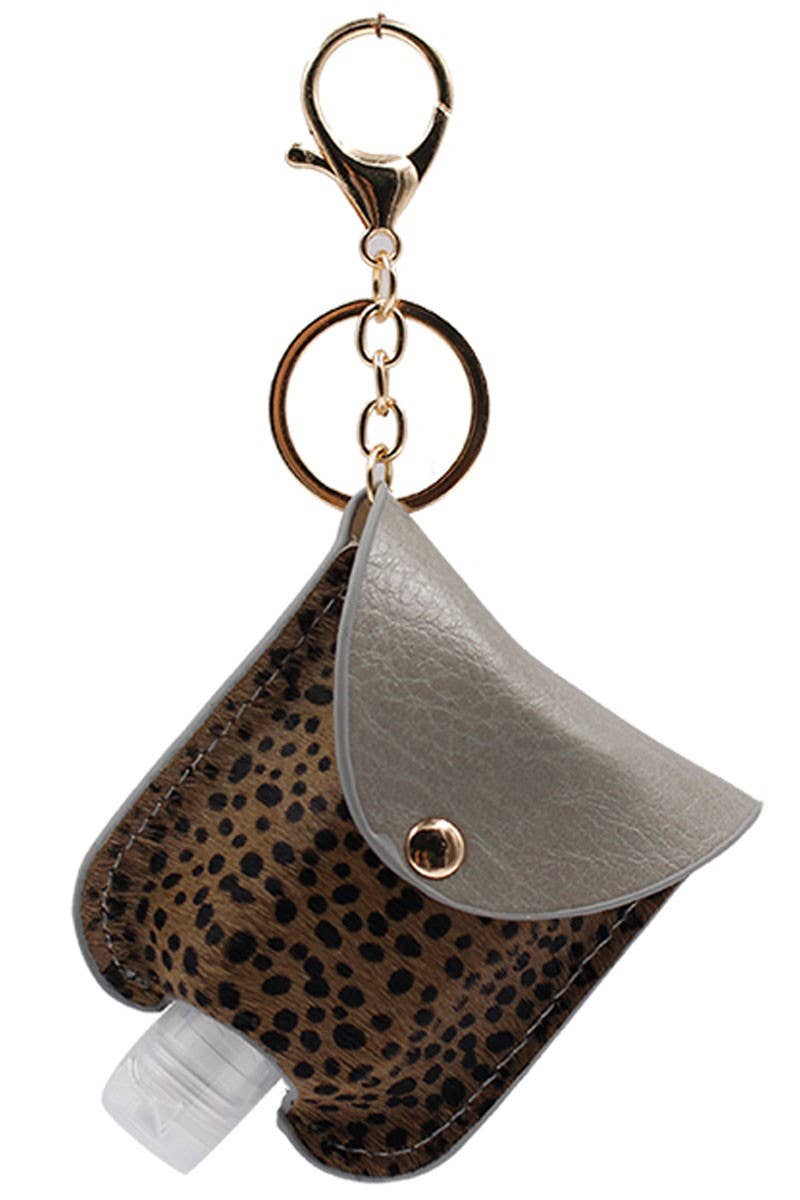 Genuine Leather Animal Sanitizer Keychain Holder
