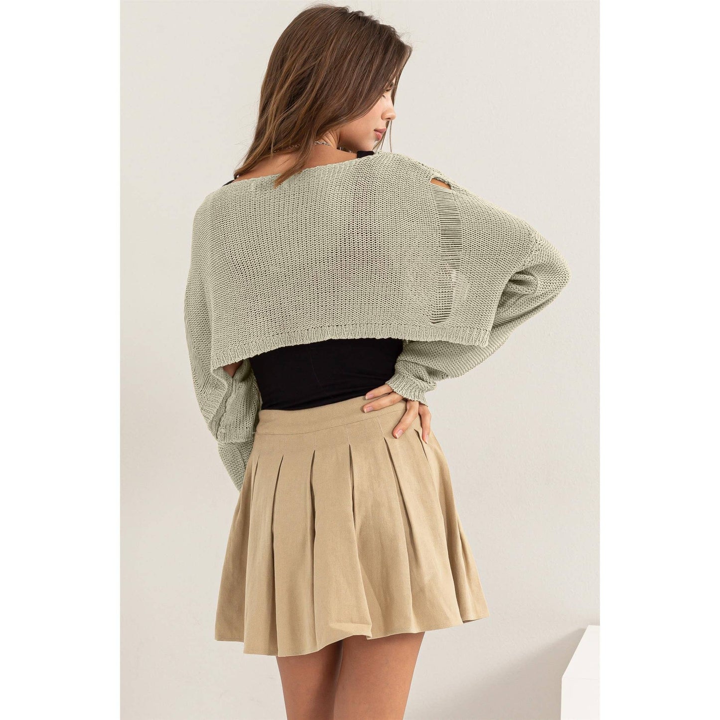 Distressed Sweater Crop Top