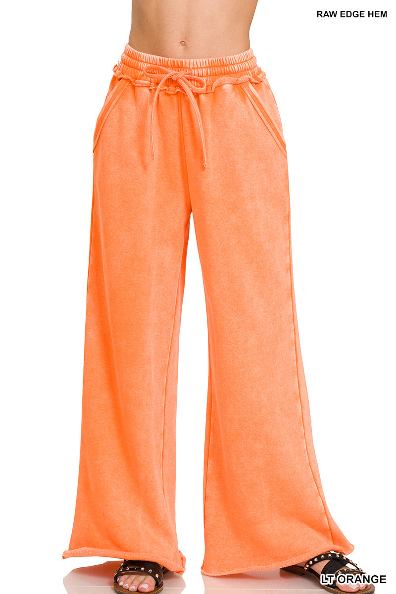Zenana Acid Wash Fleece Sweatpants