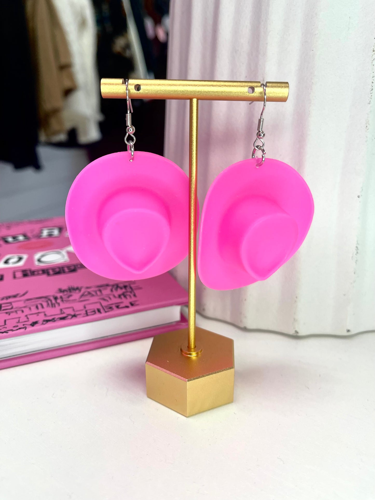 Pink Cowboy Hat Earrings