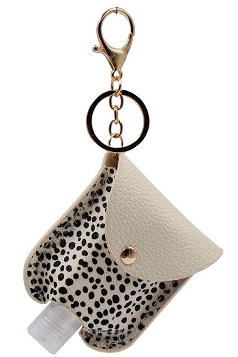 Genuine Leather Animal Sanitizer Keychain Holder