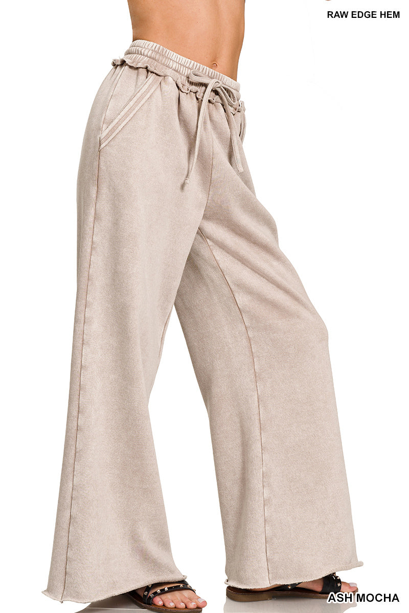 Zenana Acid Wash Fleece Sweatpants