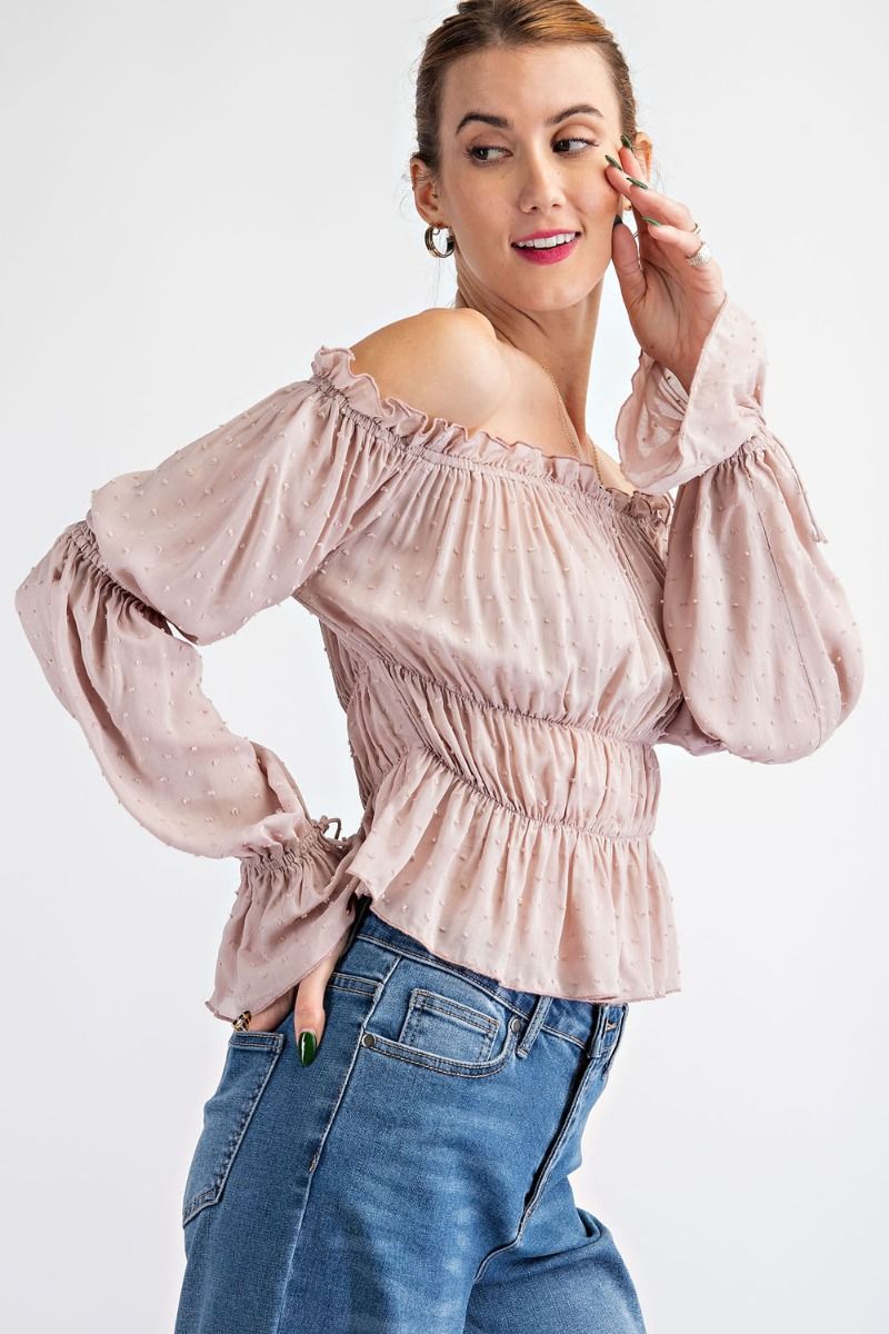 Swiss Dot Peplum Top