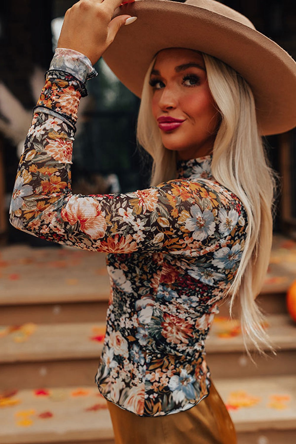 Vintage Floral Mesh Top