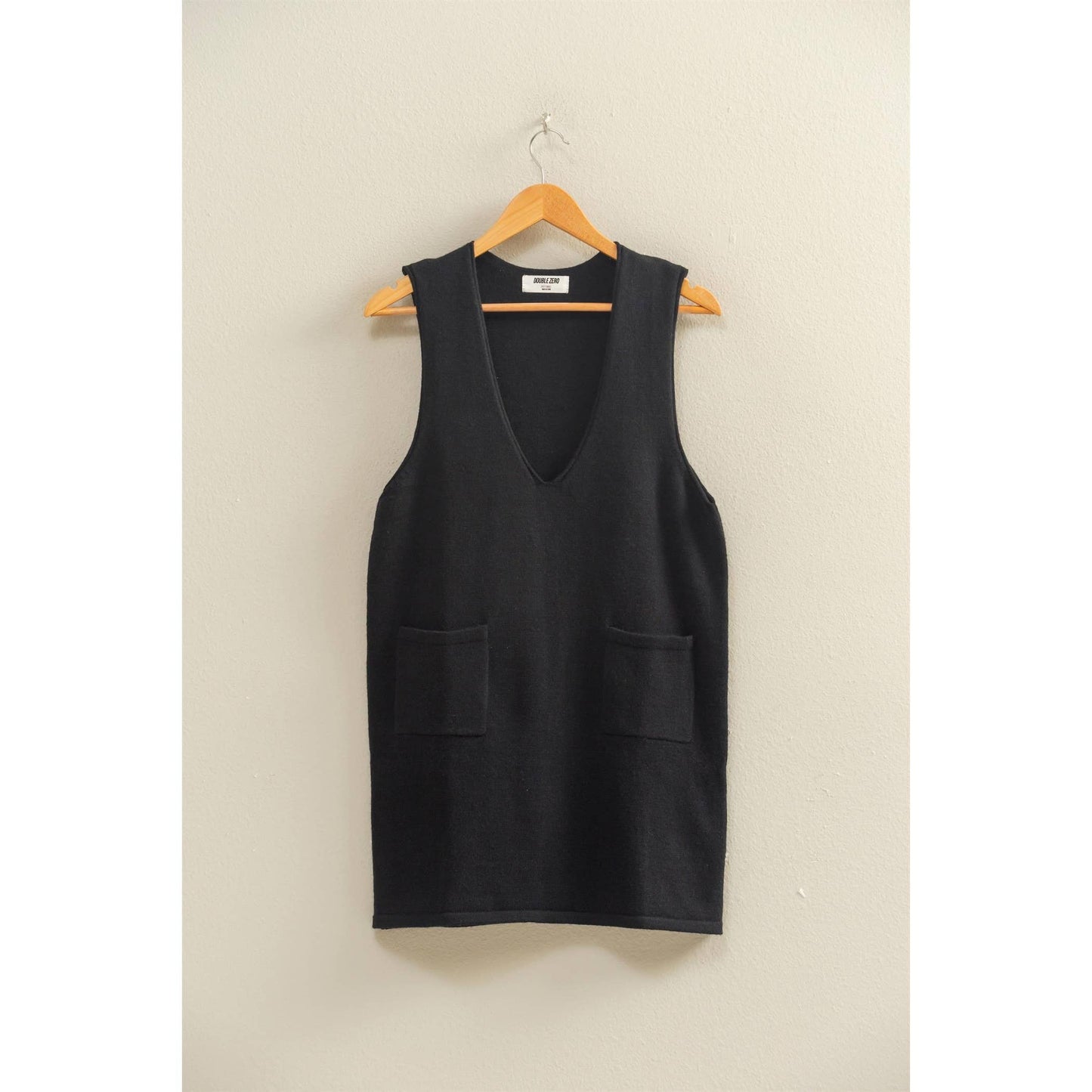 V Neck Sleeveless Knit Mini Dress
