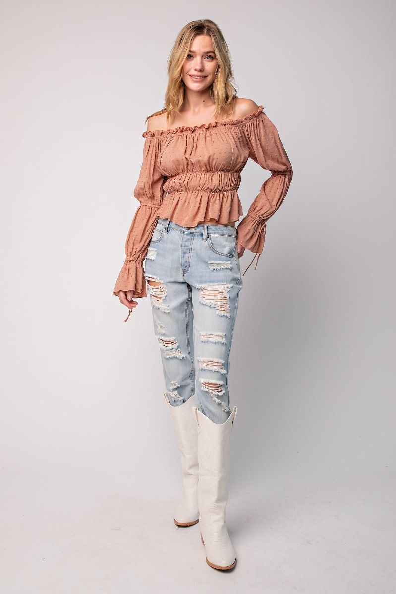 Swiss Dot Peplum Top