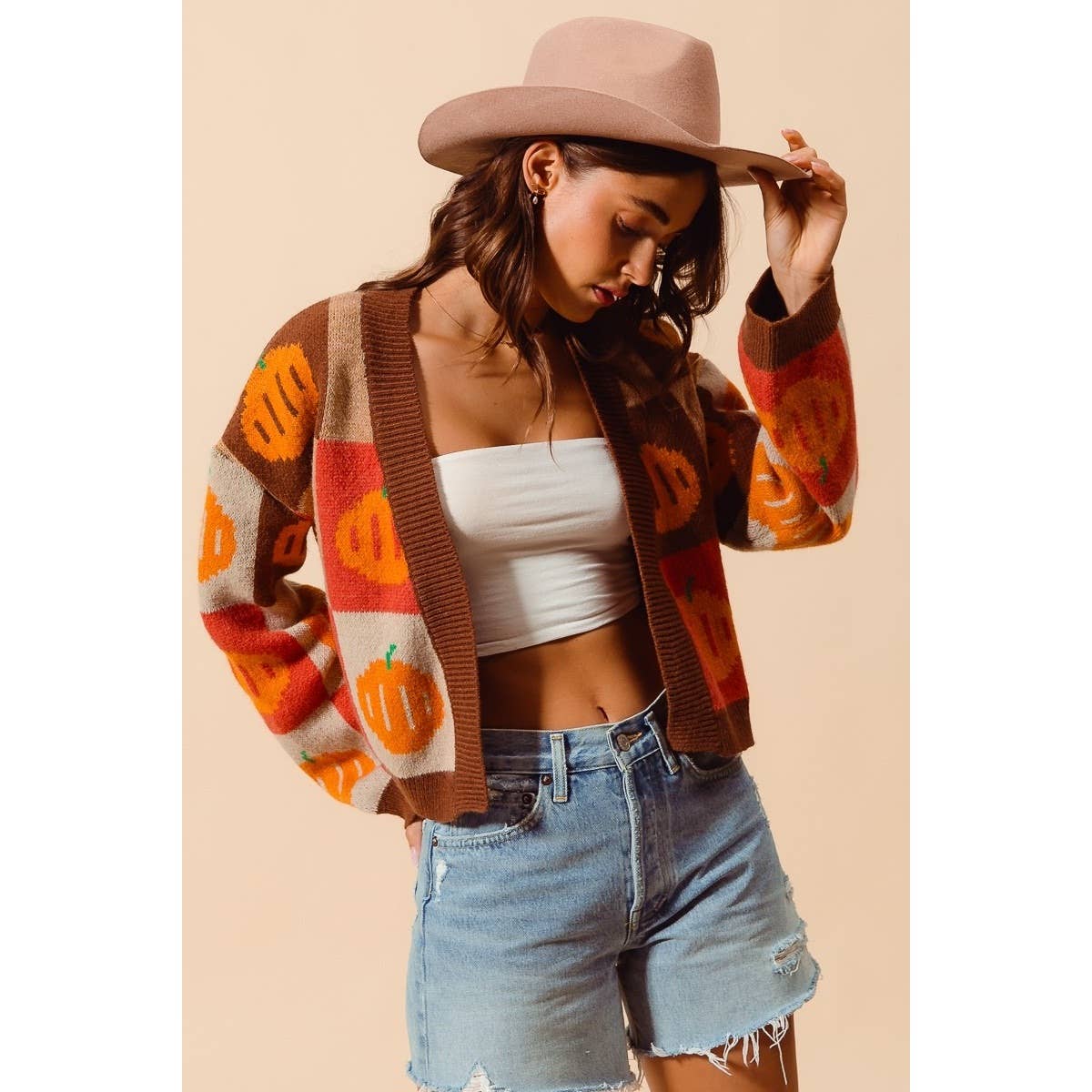 Pumpkin Halloween Thanksgiving Checkered Sweater