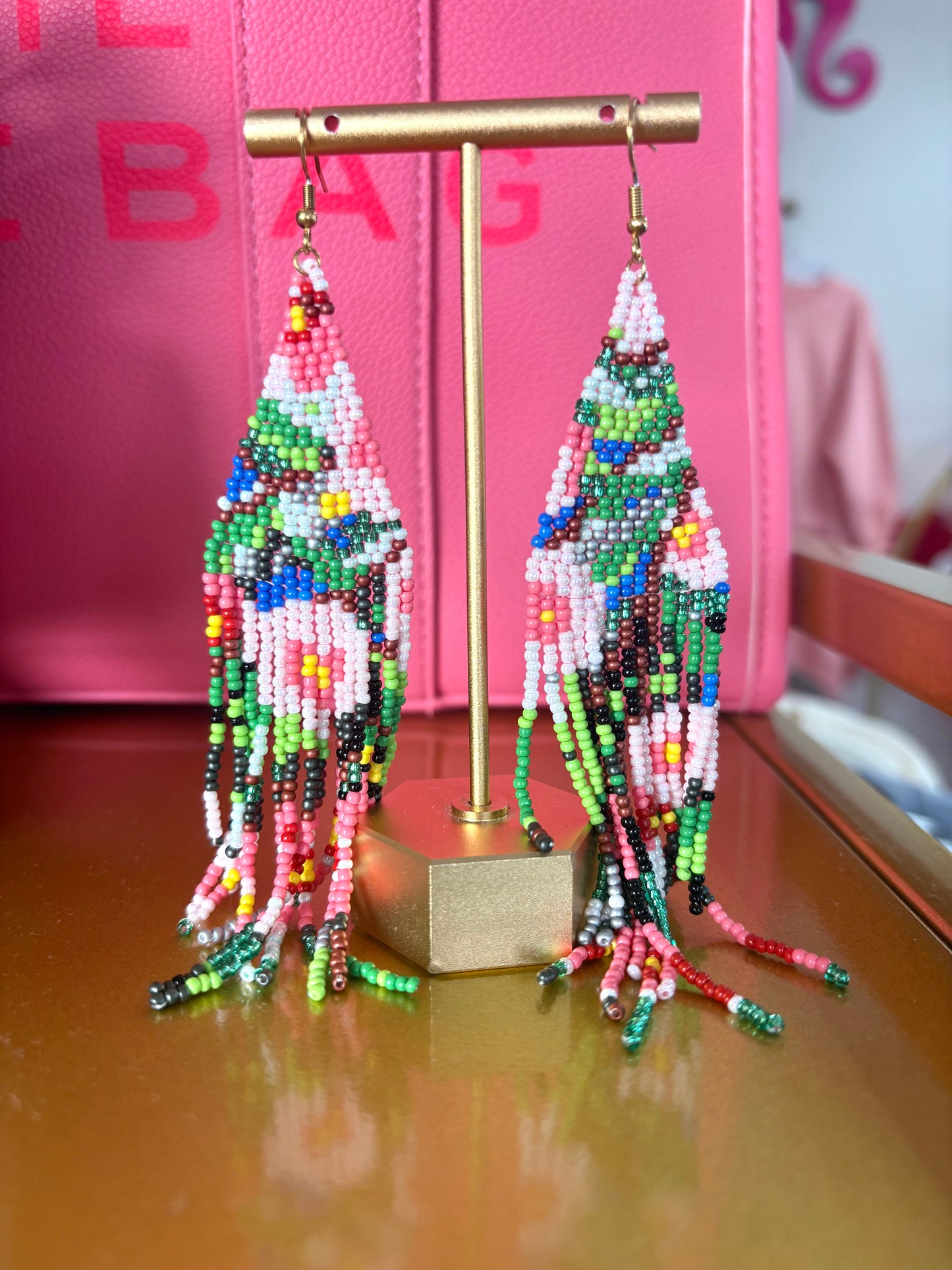 Beaded Floral Drop Earring