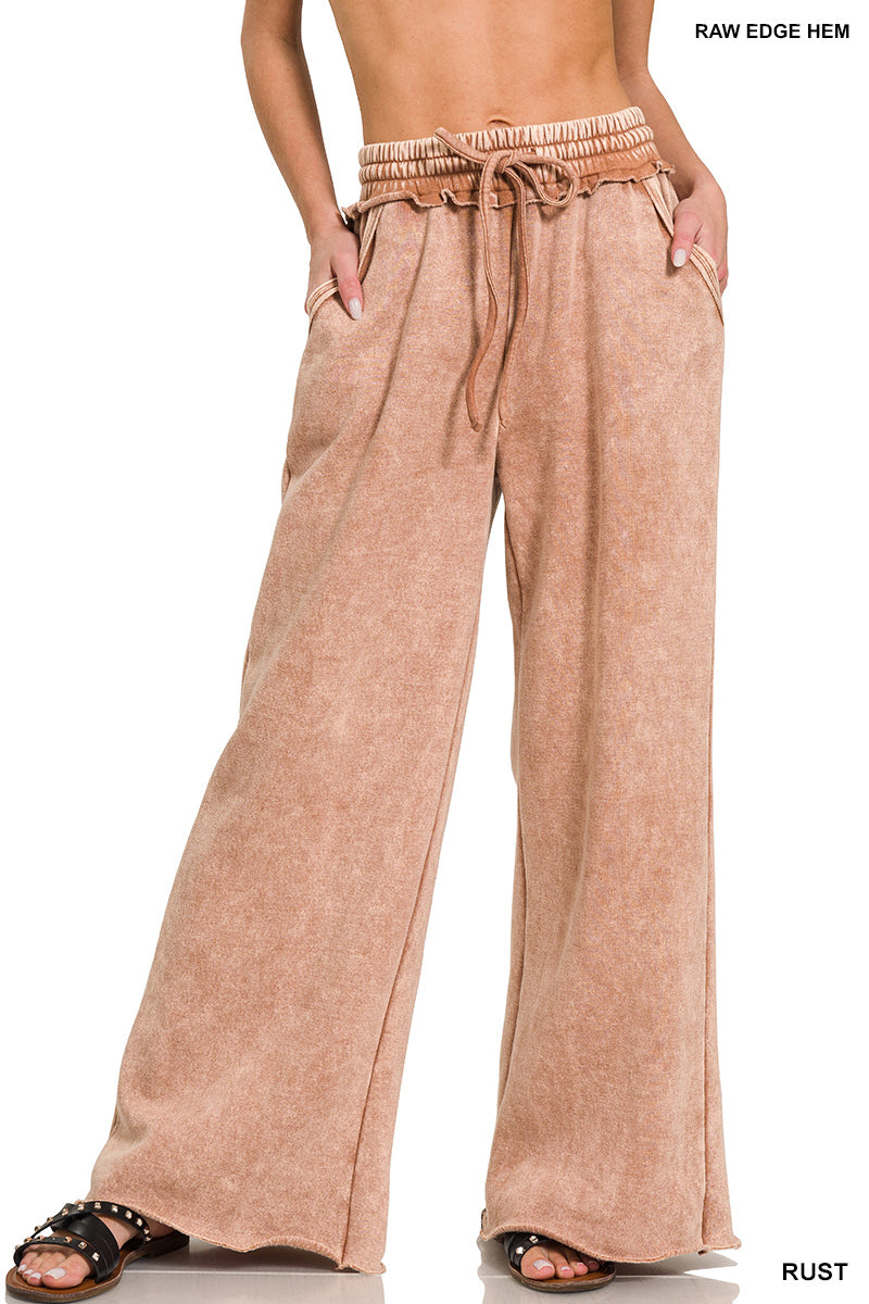 Zenana Acid Wash Fleece Sweatpants