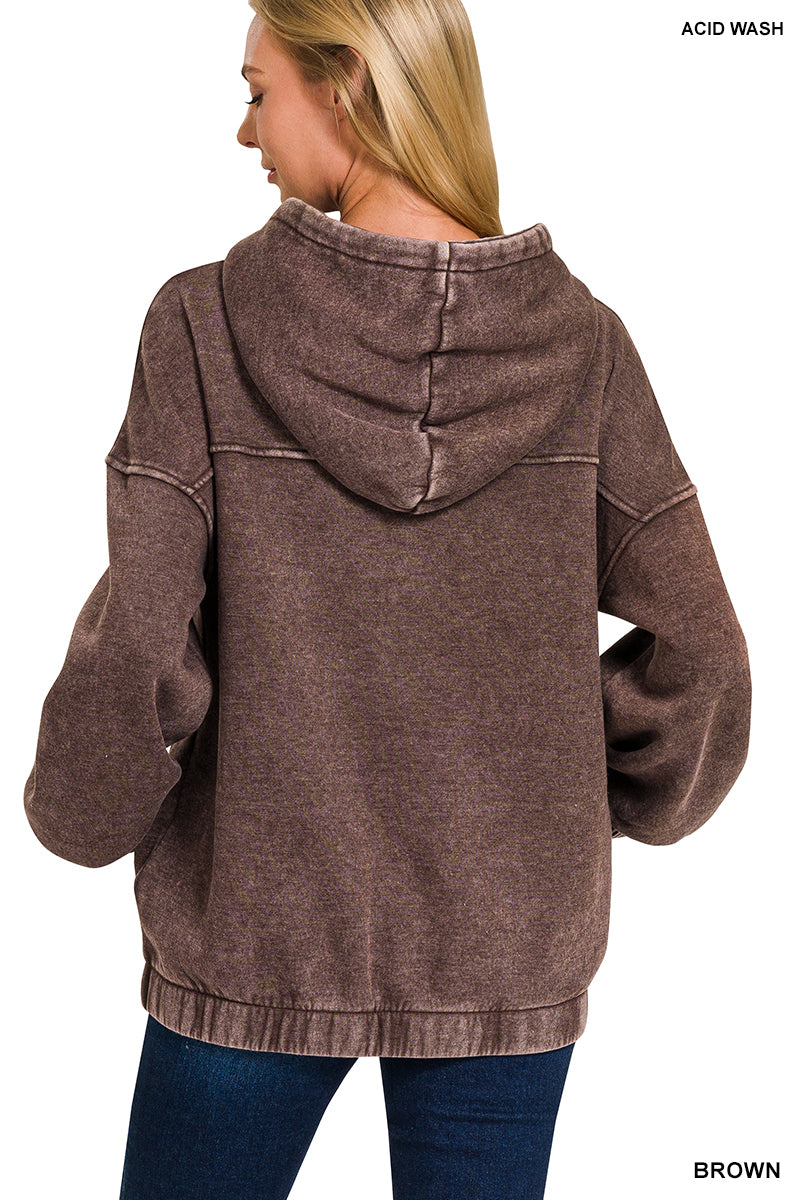 Acid Wash Oversized Pocket Hoodie