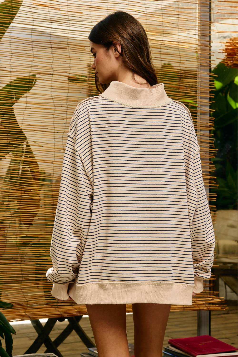 Stripe Mock Oversized Sweatshirt